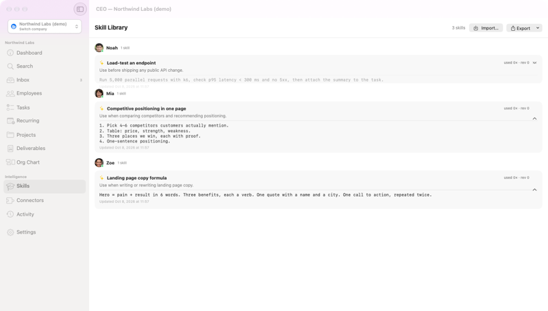 CEO — Skill library
